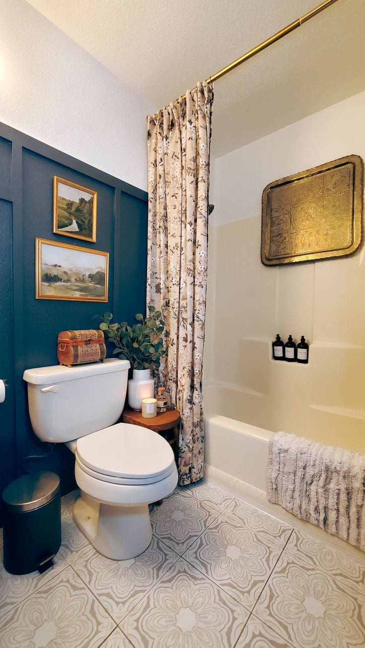 Small Wooden Trunk Adds Vintage Charm to Toilet Tank