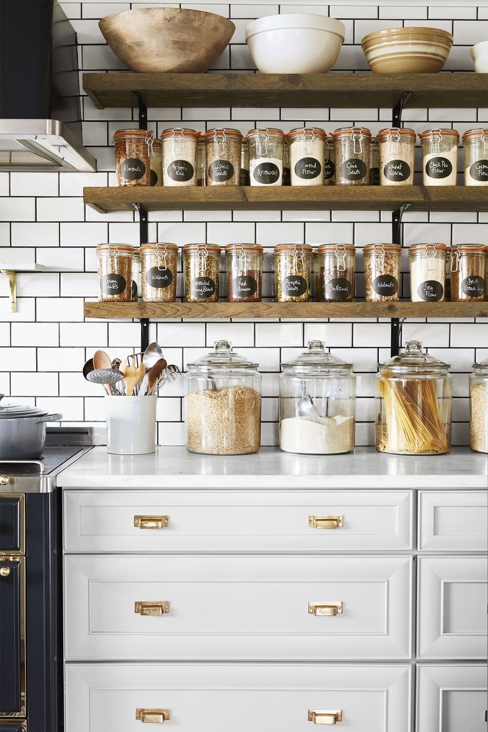 Keep Pantry Staples Visible with Clear Jars and Chalkboard Labels