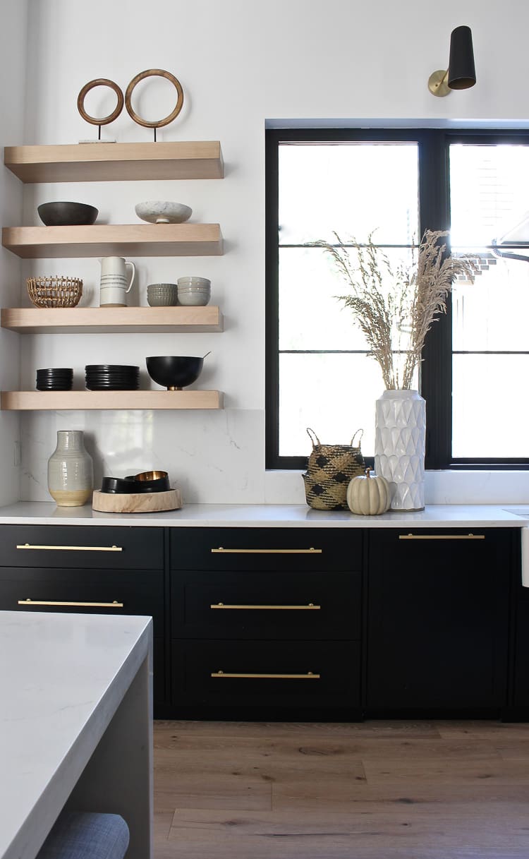 Style Shelves with Sculptural Objects and Earthy Bowls