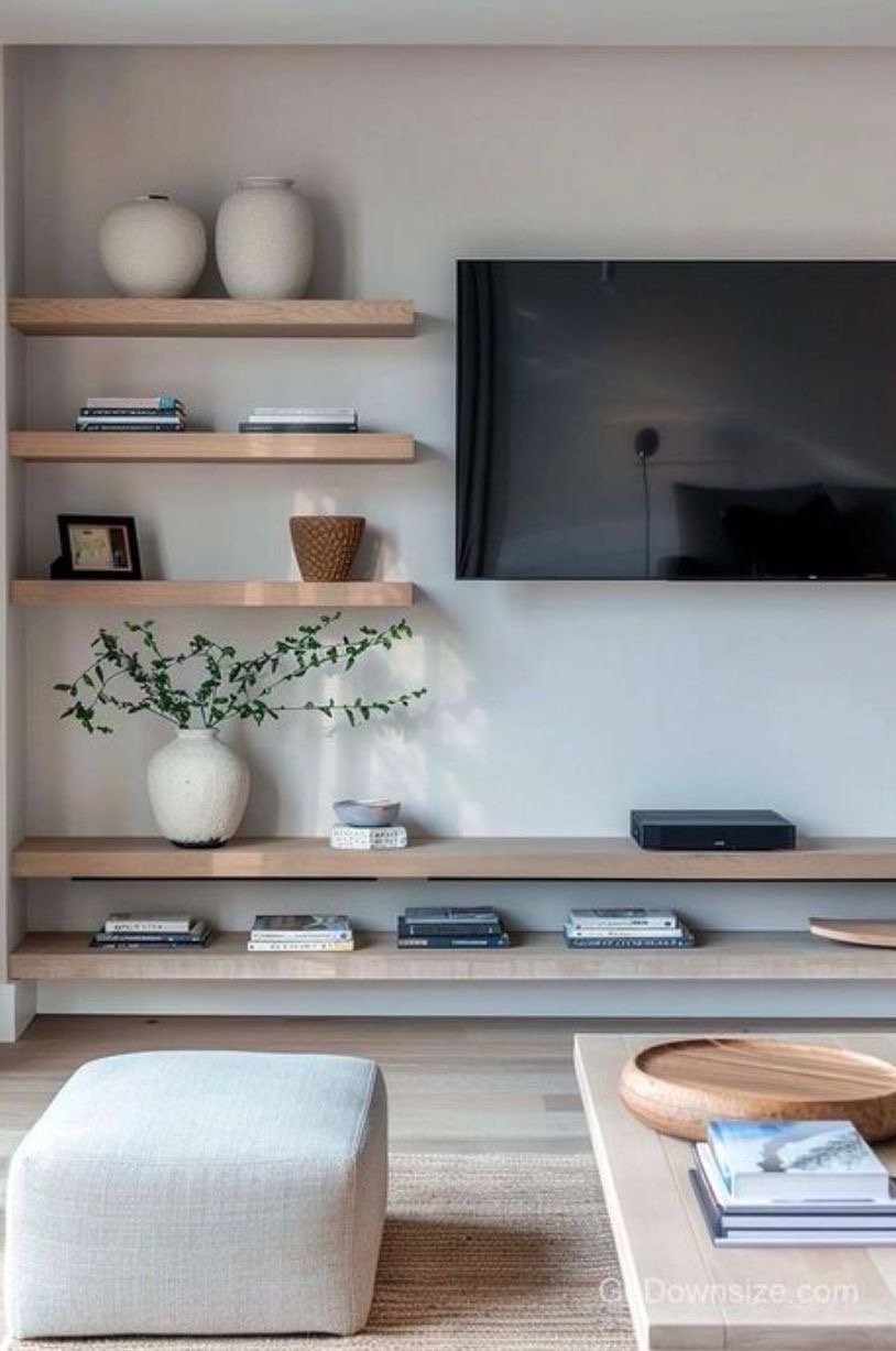 Floating Shelves That Frame Your TV Wall