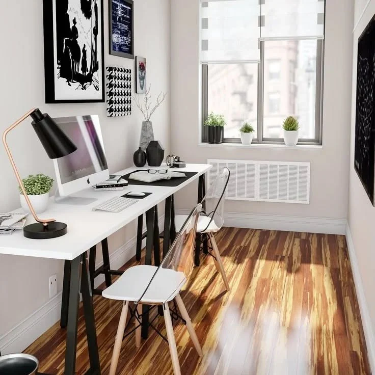 Minimalist White Desk With Contrasting Black Legs