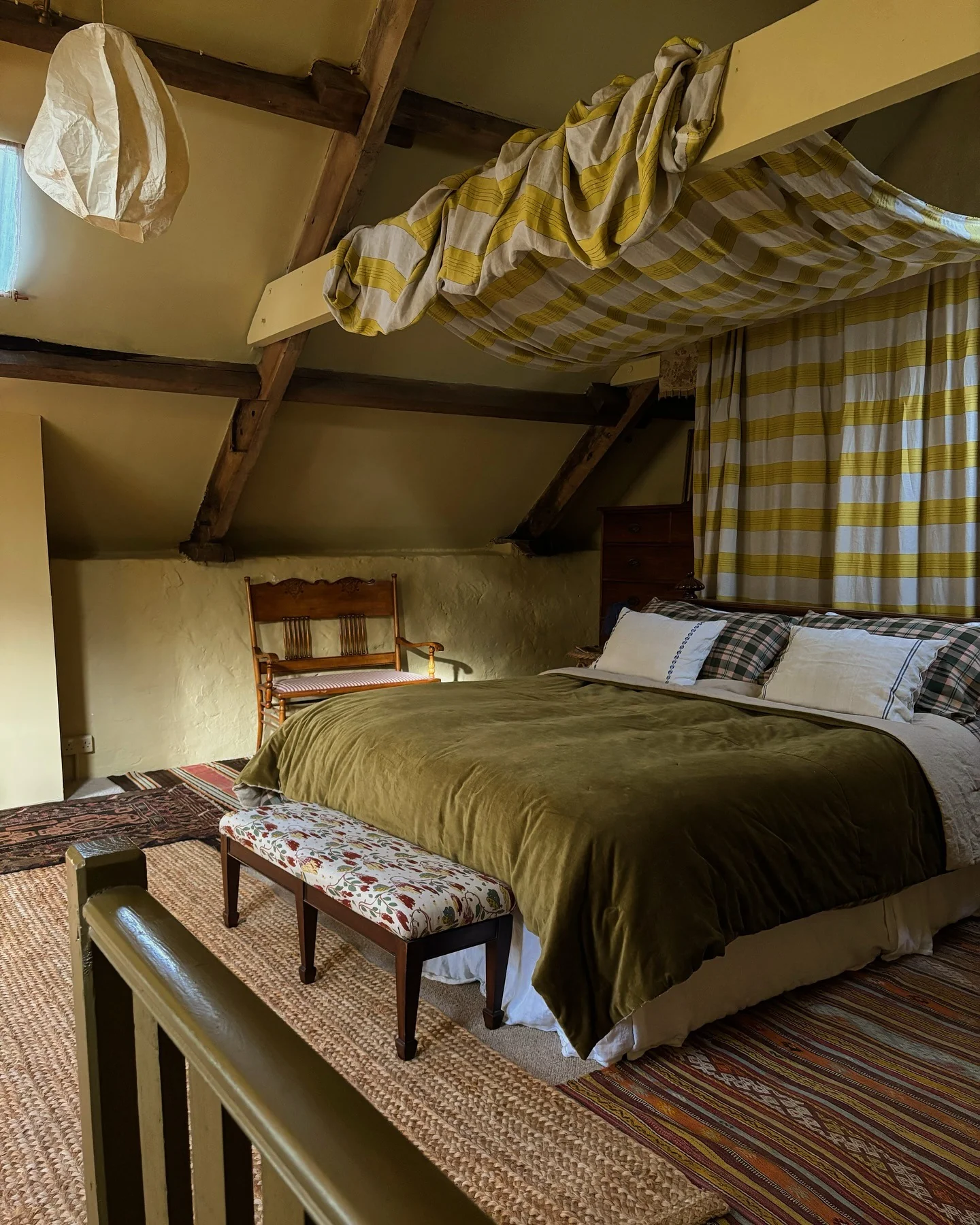 Drape Yellow and White Stripes to Create a Cozy Canopy