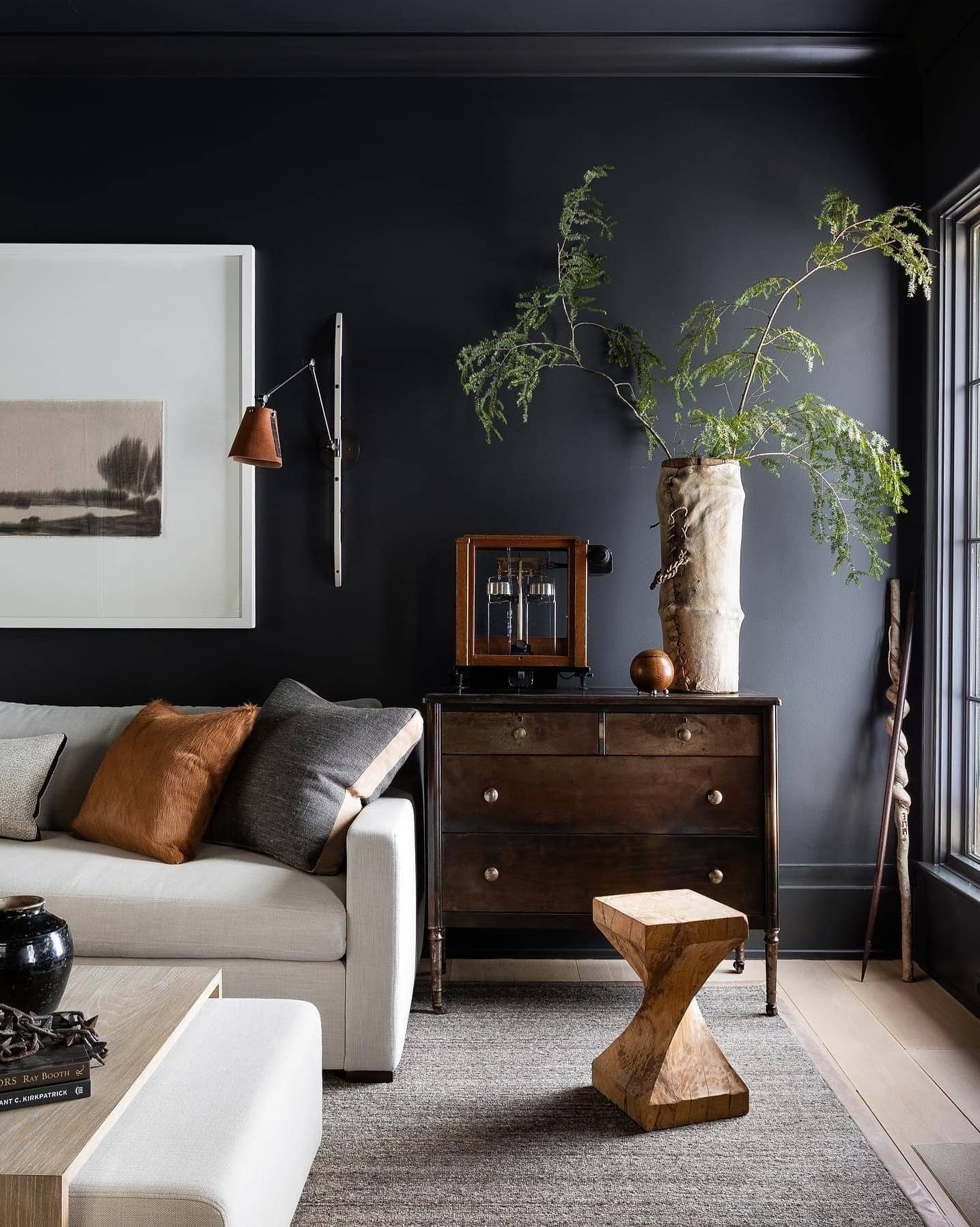 Textured Vase Grounds Dramatic Greenery