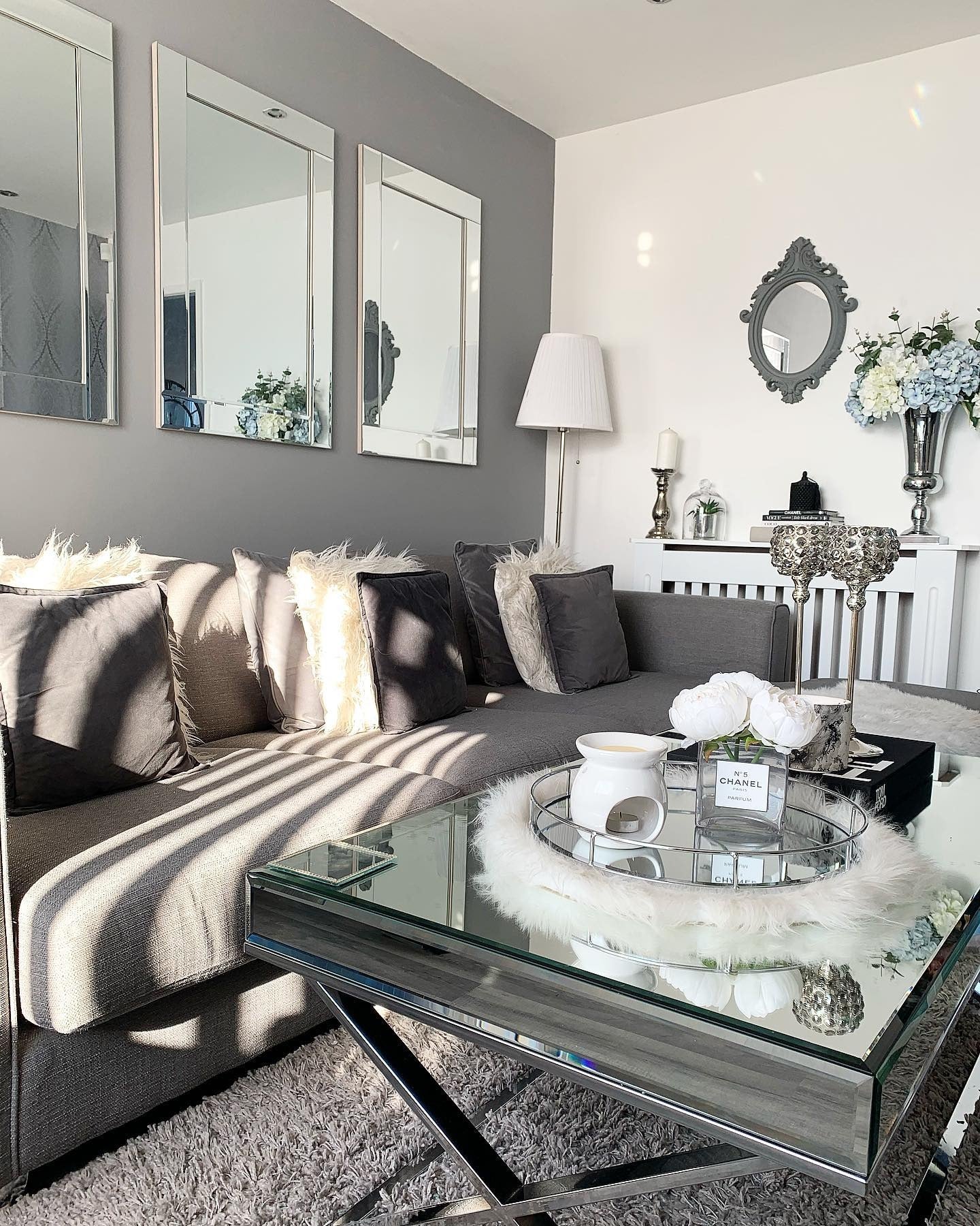 Mirrored Tray with Faux Fur Base Adds Glam