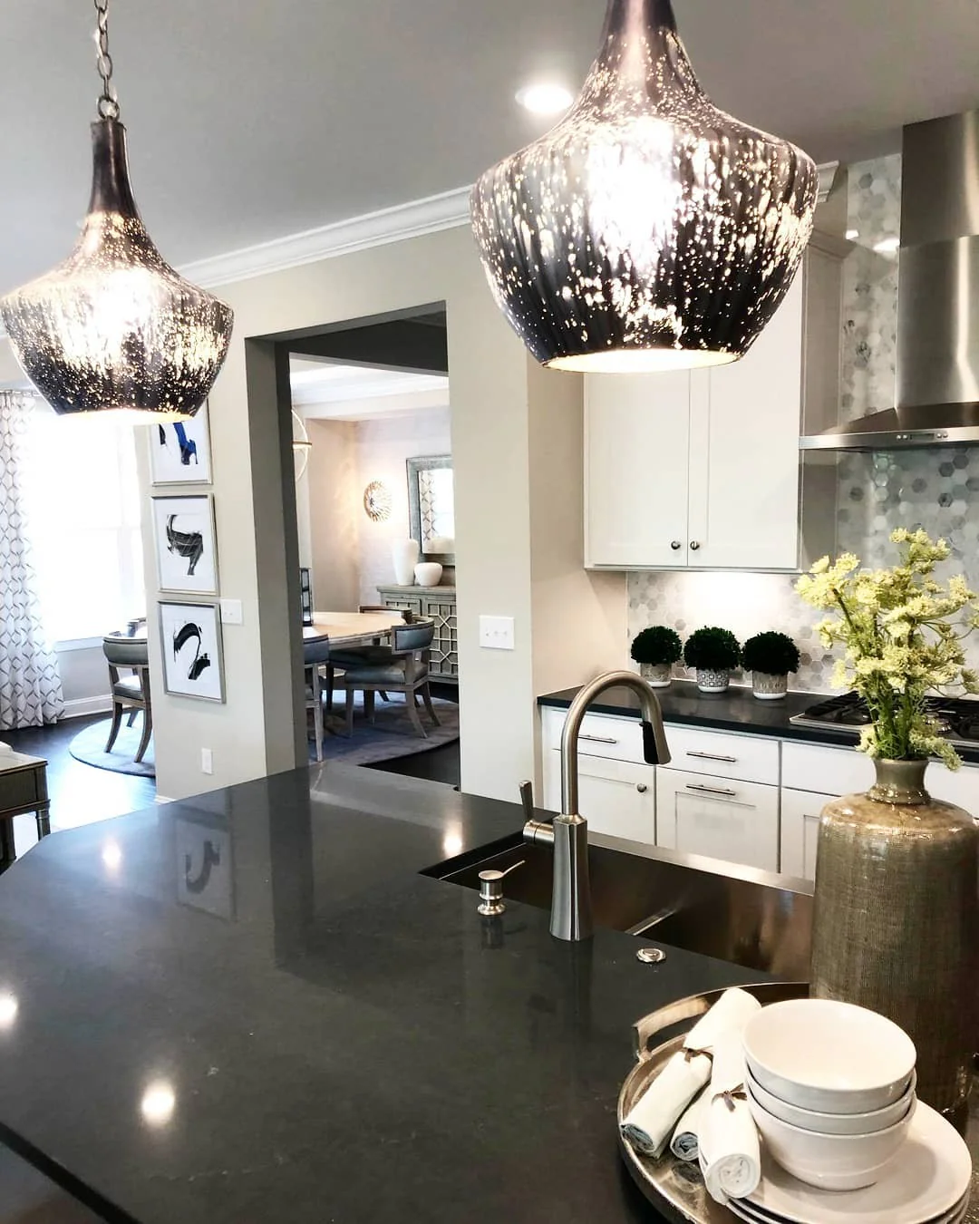 Textured Pendant Lights Add Speckled Metallic Finish