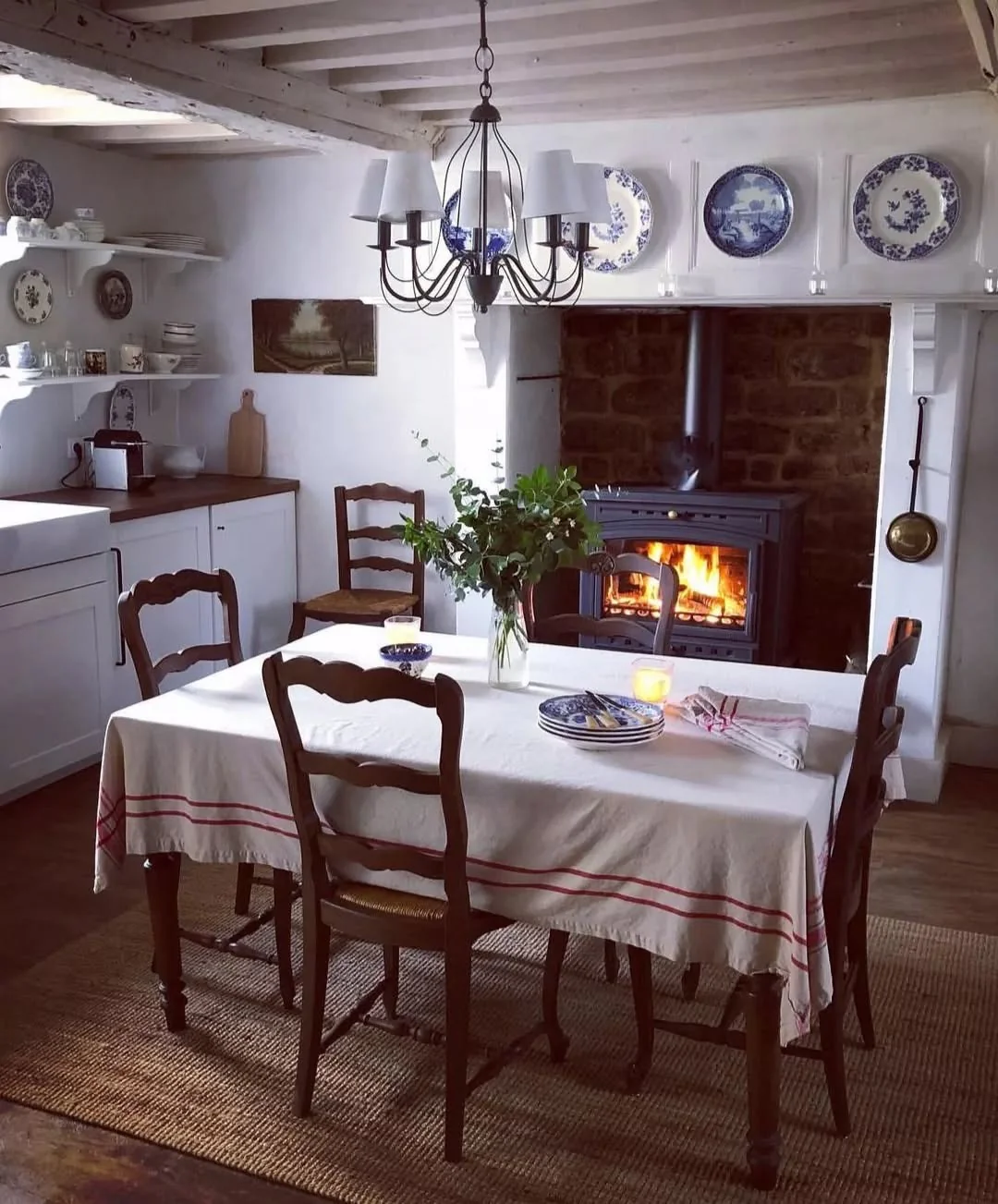 Anchor Your Mantel with Blue and White Plates