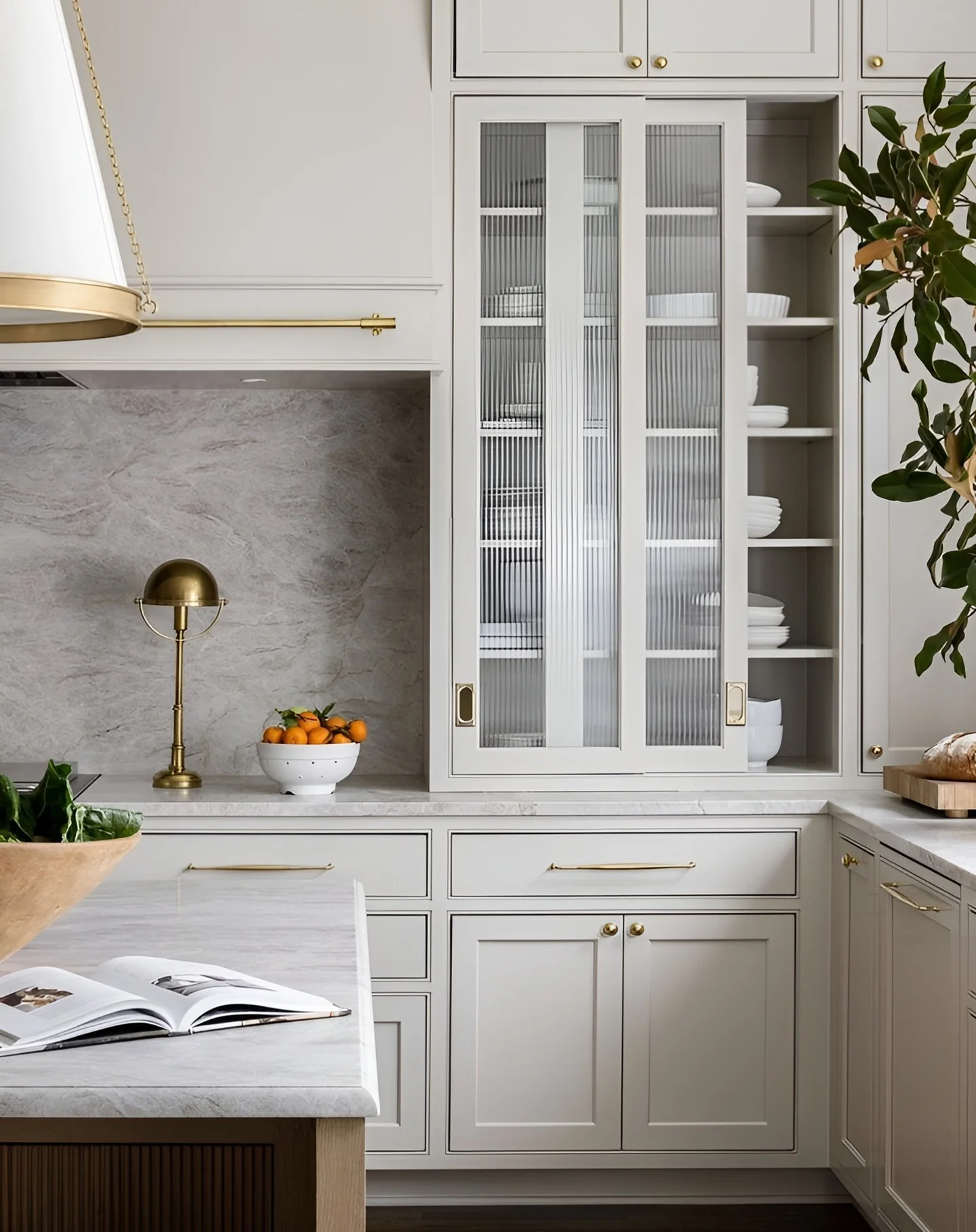 Soften Storage with Fluted Glass Cabinet Doors