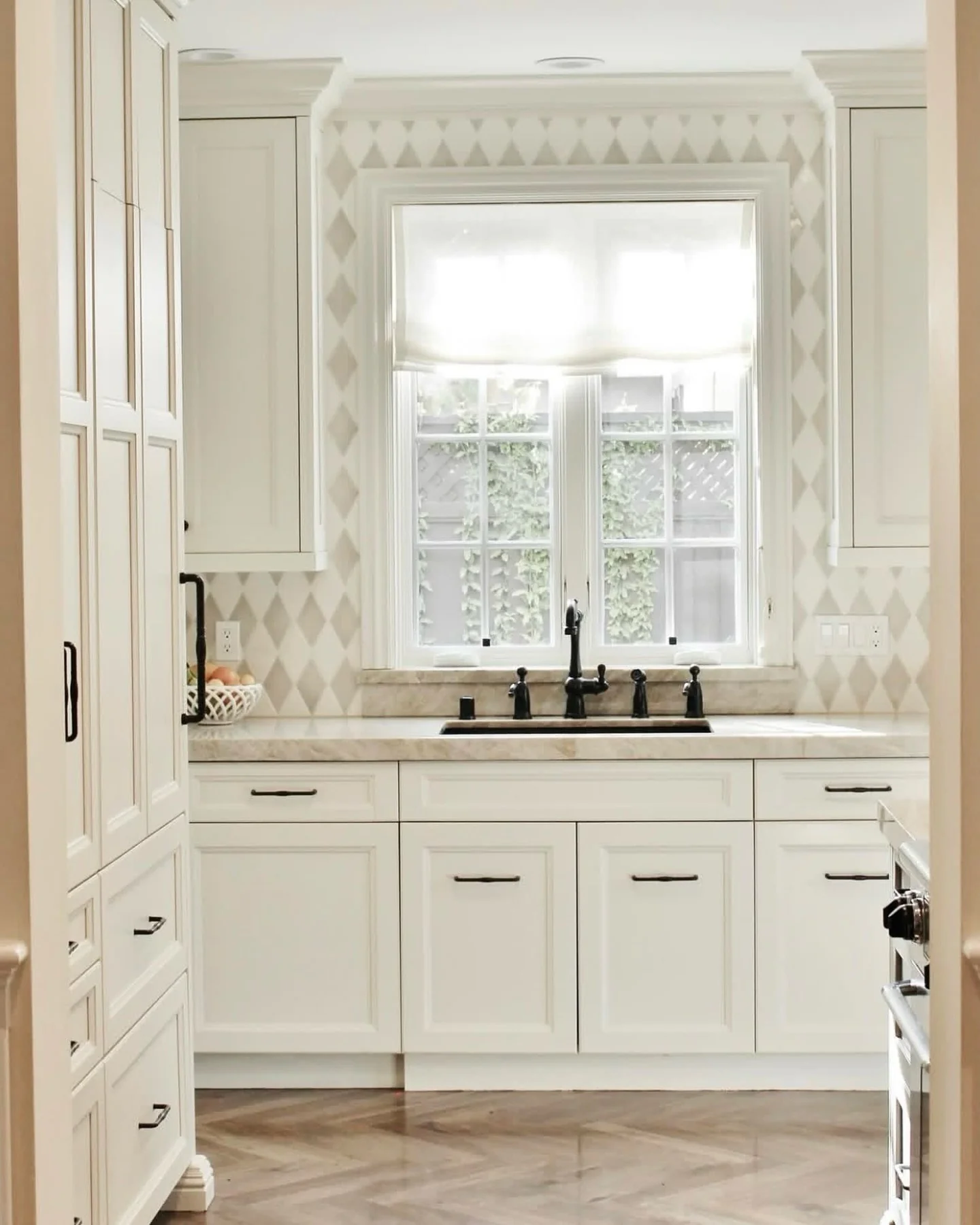 Introduce Subtle Pattern Above Cabinets