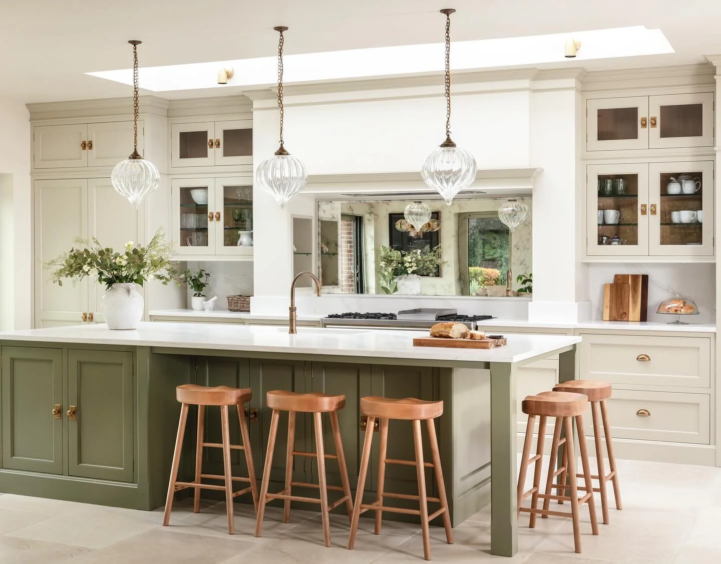 Glass Pendant Lights Add Delicate Texture Above Island