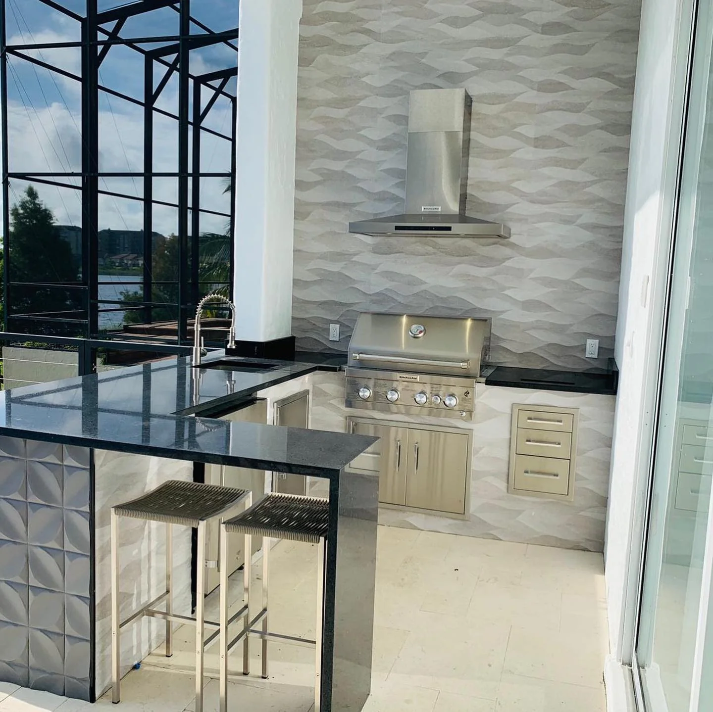 Textured Tile Facades Add Dimension To Outdoor Kitchen Islands