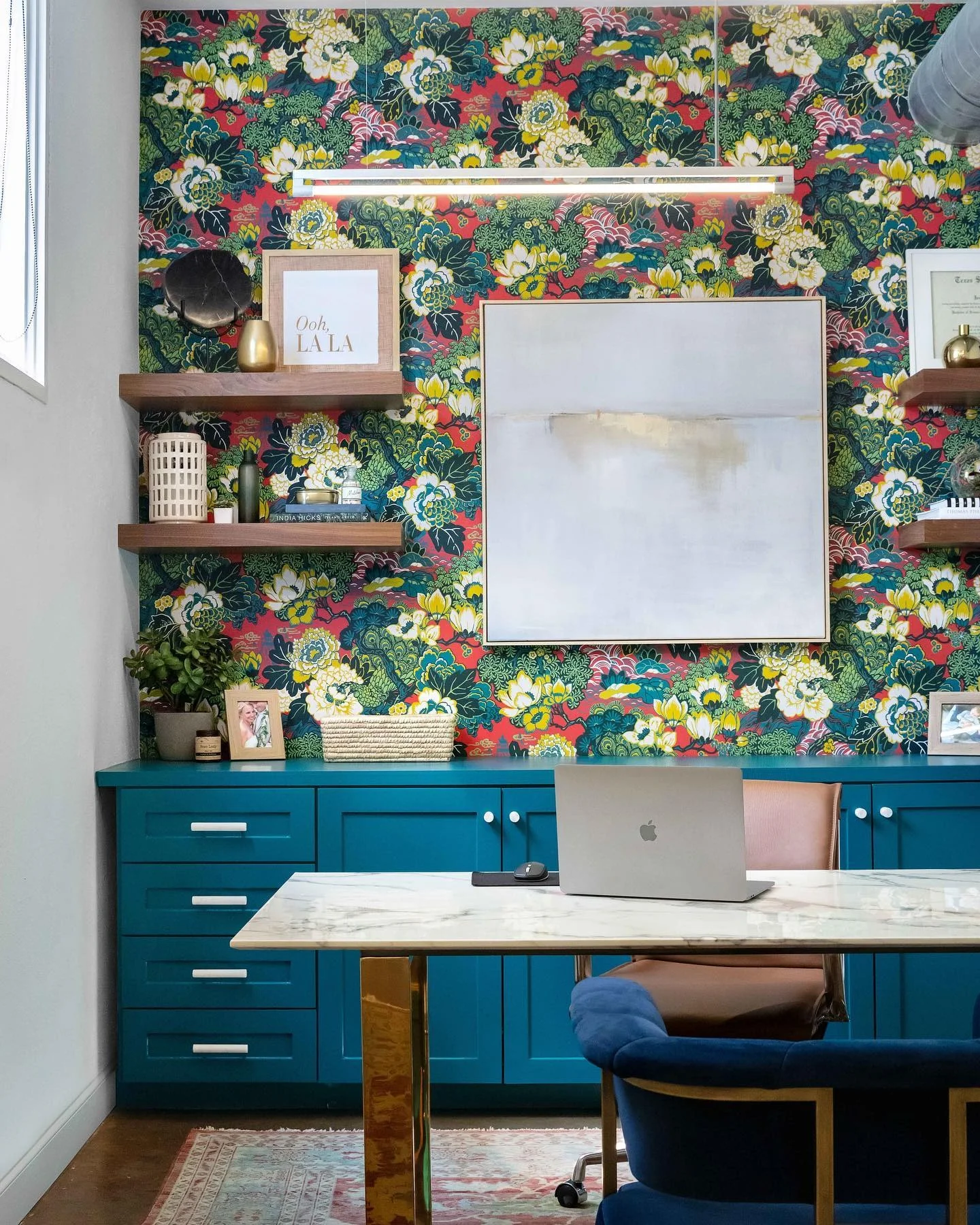 Bold Floral Wallpaper Creates a Dramatic Backdrop