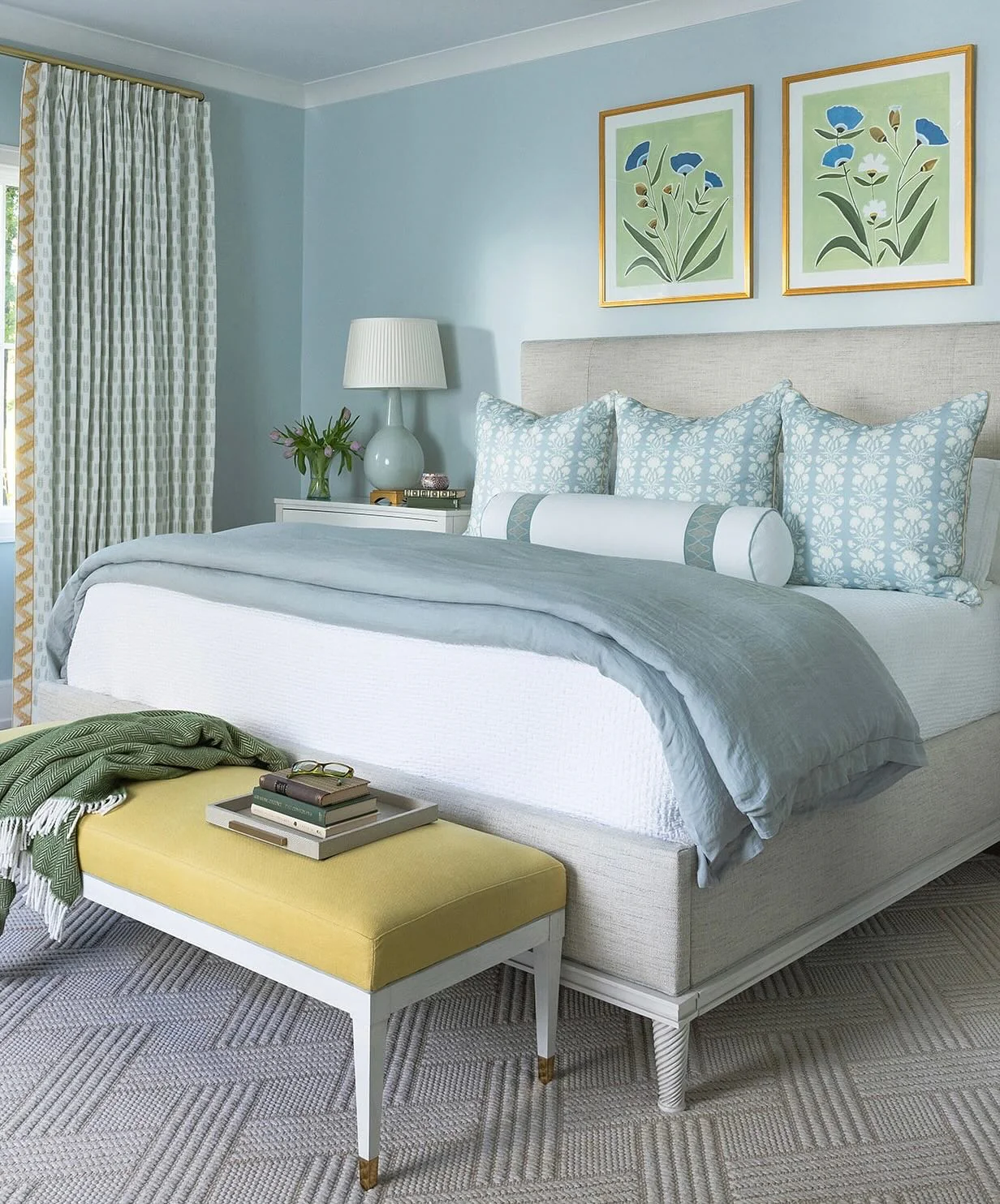Frame the Headboard with a Pair of Botanical Art Prints