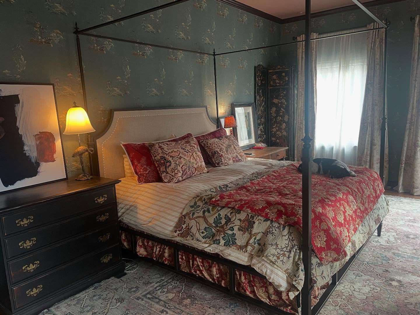 Dark Floral Wallpaper Sets a Moody Victorian Scene