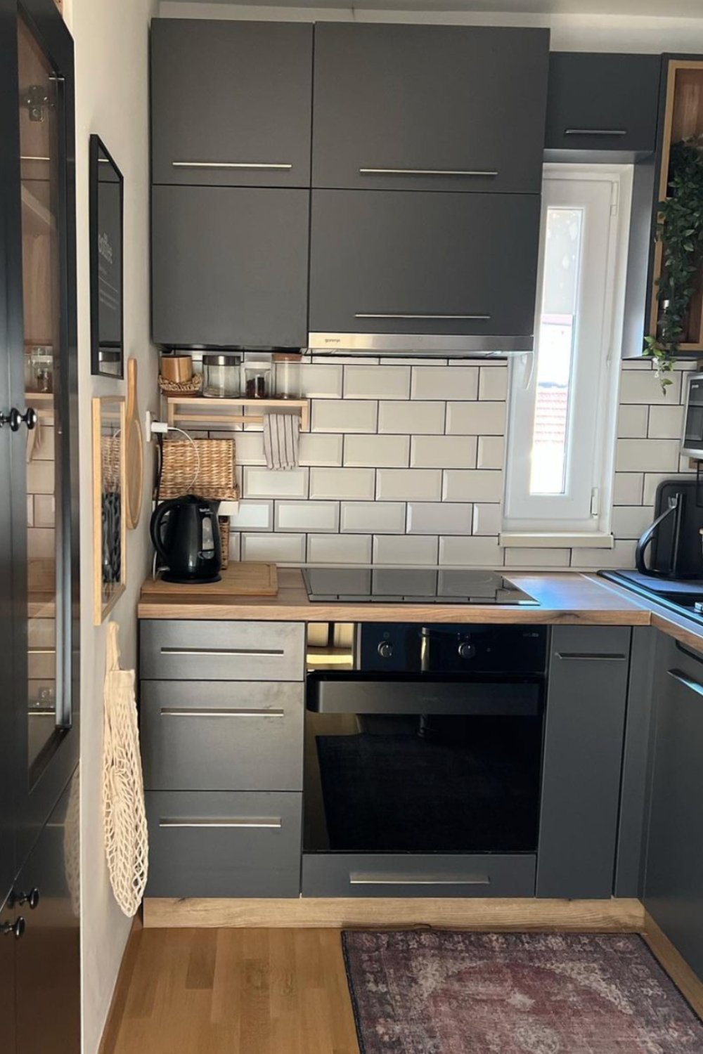 Matte Charcoal Cabinets with Minimalist Silver Hardware