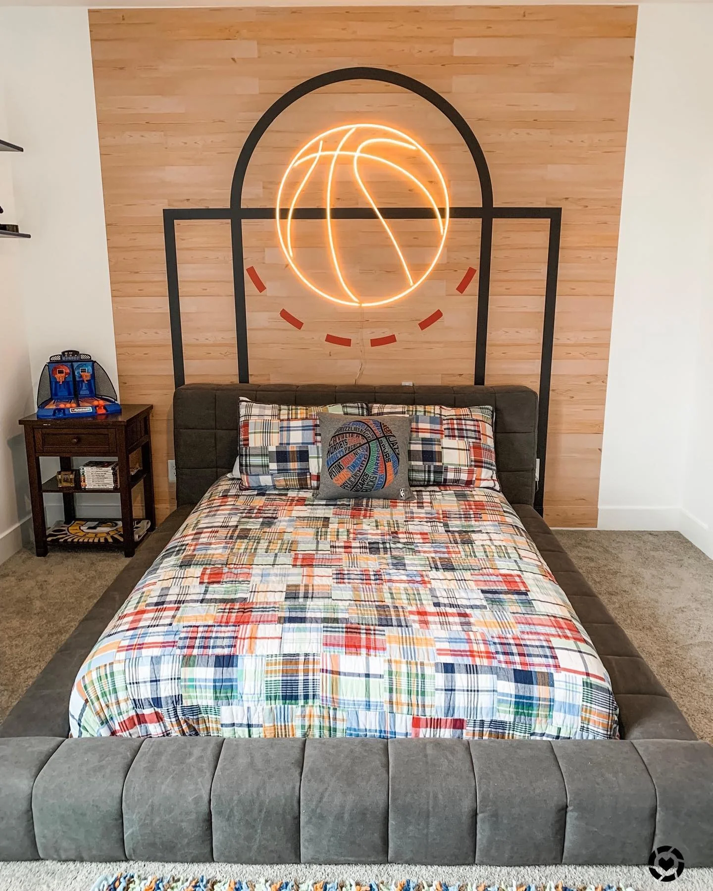 Score Big with a Neon Basketball Hoop Art
