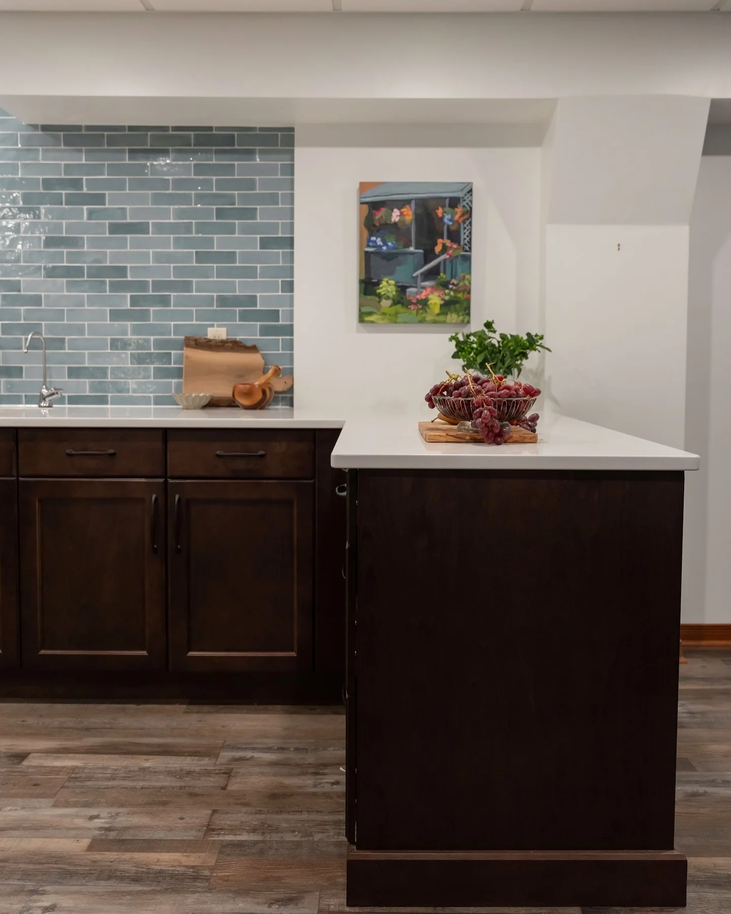 Blue Glass Subway Tile Adds a Cool Tone