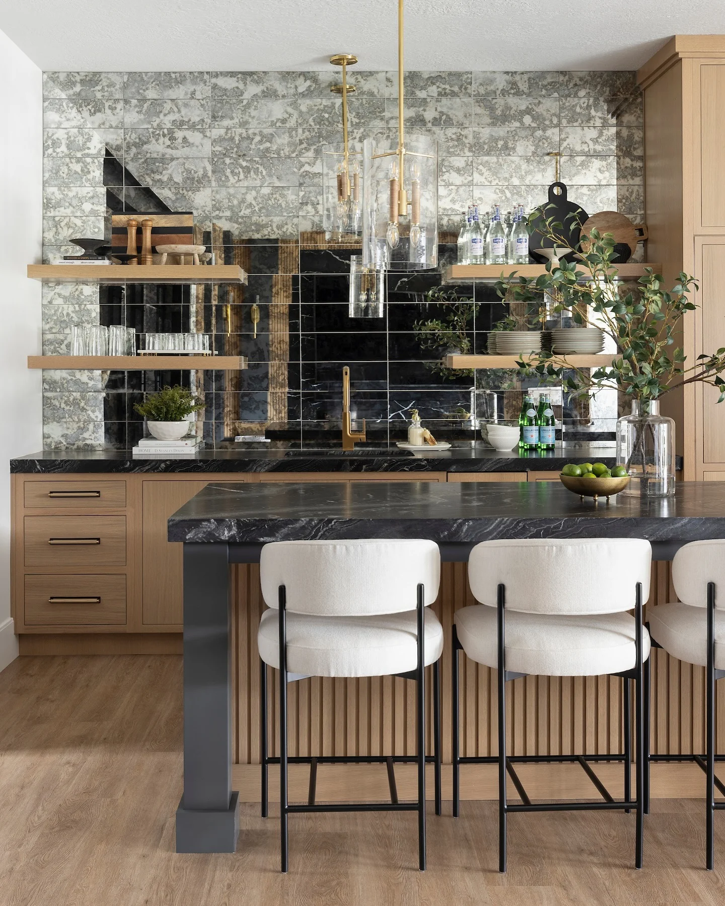 Mirrored Backsplash Panels Expand the Space