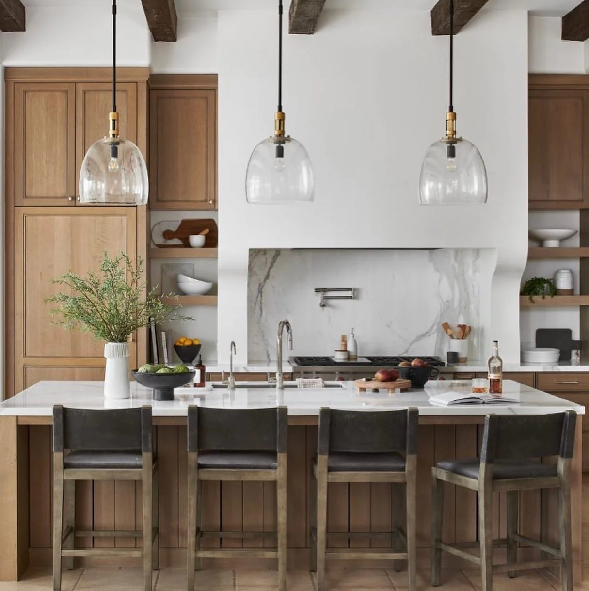 Glass Bell Pendant Lights With Brass Accents