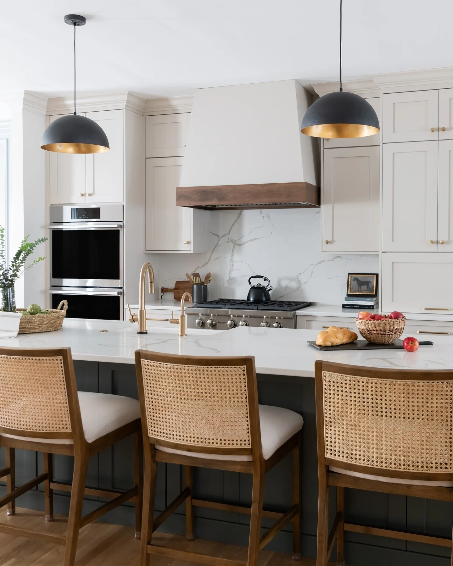 Dome Pendant Lights Add Warm Glow Above Island Seating