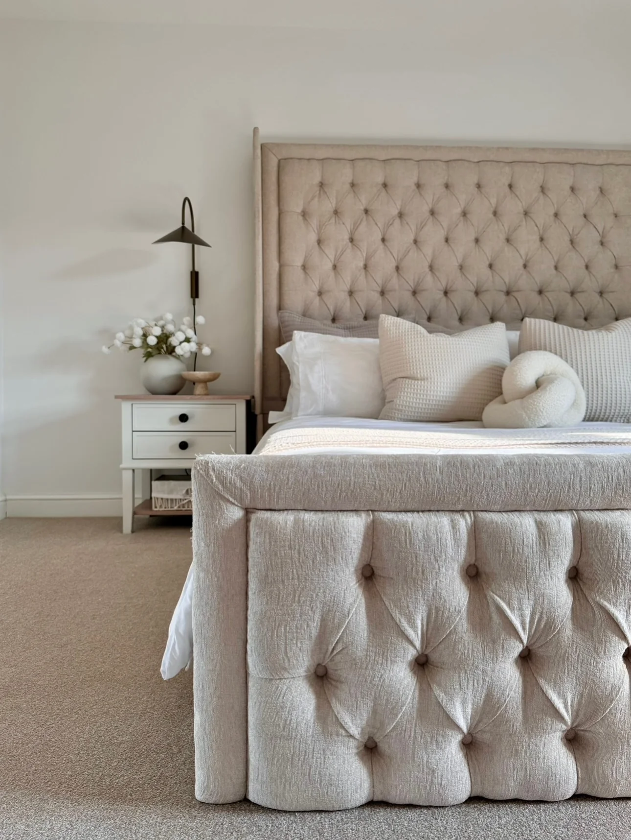 Tufted Upholstered Bed Frame Adds Soft Dimension
