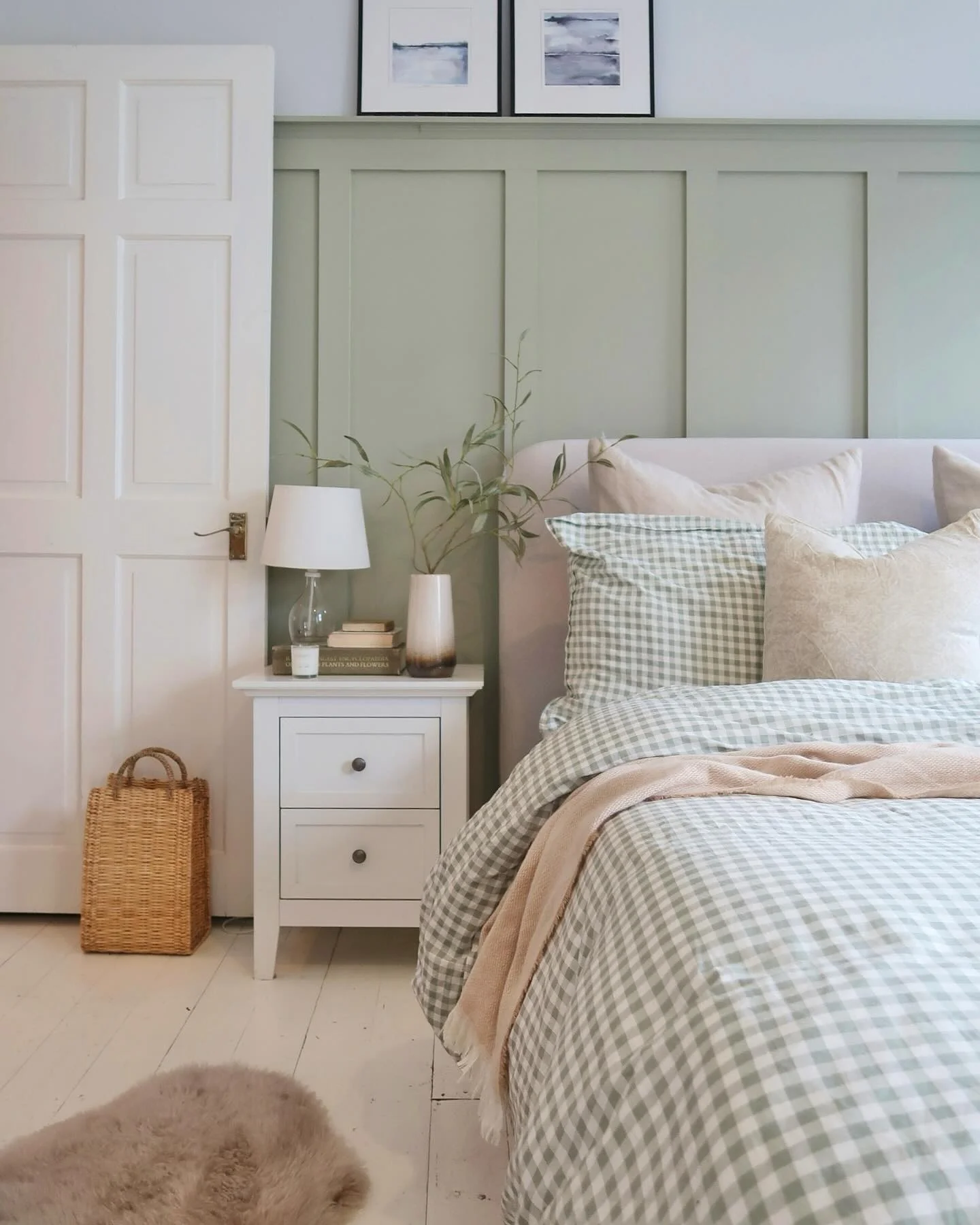 Bring in Soft Pattern with Sage Gingham Bedding